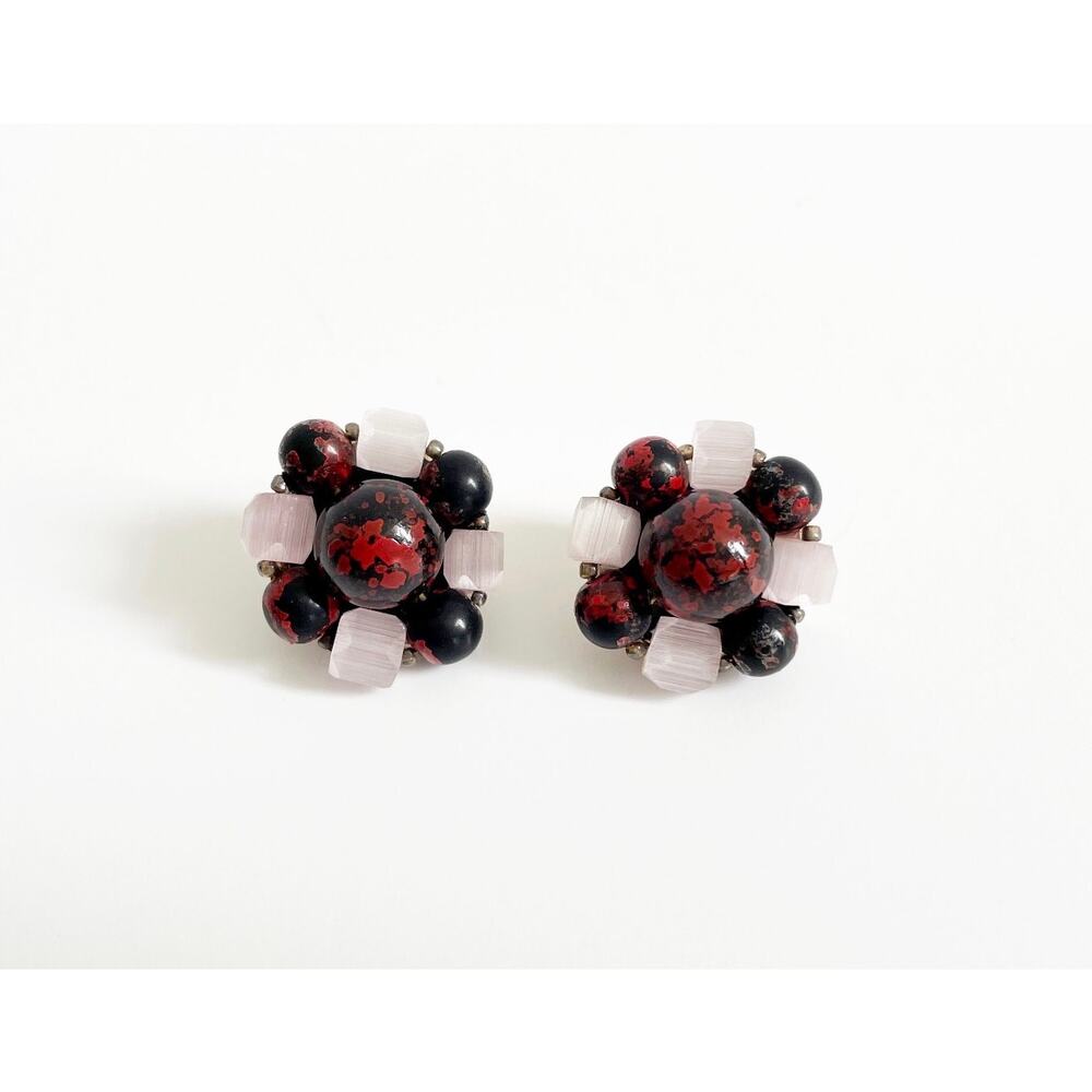 Vintage Cluster Clip on Earrings from Western Germany